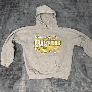 Starter LSU Tigers Hoodie Mens Medium Gray 2007 SEC Champions Pullover Graphic